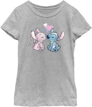 Disney Girl's Lilo & Stitch with Angel Couple T-Shirt