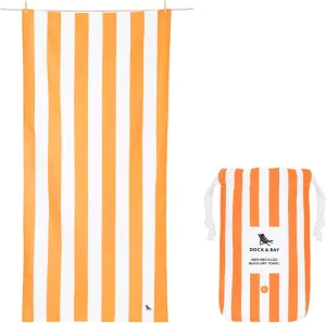 Dock & Bay Beach Towel - Quick Dry, Sand Free - Compact, Lightweight - 100% Recycled - Includes Bag - Cabana - Ipanema Orange - Extra Large (200x90cm, 78x35)