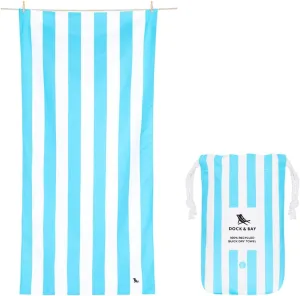 Dock & Bay Beach Towel - Quick Dry, Sand Free - Compact, Lightweight - 100% Recycled - Includes Bag - Cabana Light - Tulum Blue - Large (160x90cm, 63x35)