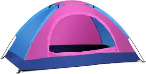 Dome Camping Tent with Carry Bag, 2 Person Backpacking Tent, Single Tent 1 Person(1 Person Pink)