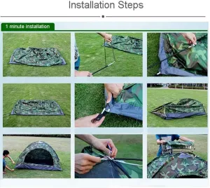 Dome Camping-Tents 2-3 Person Windproof Family Tent Portable Waterproof Tents Double Layer Camping-Tents for All Seasons Green