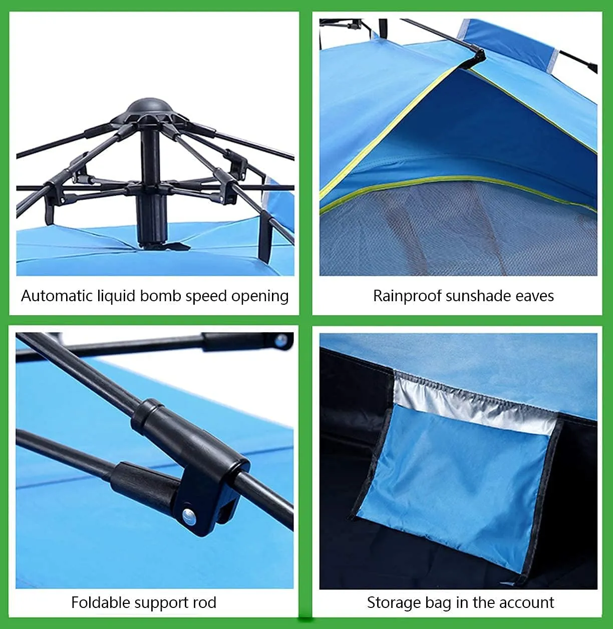Dome Tent,Pop Up Tents for 2 to 4 Person Automatic Opening Double Layer Tent,Waterproof Camping Tents with Porch for Hiking Camping Outdoor (Blue Width 1.5m) (Blue Width 1.5m)