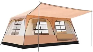 Double Layer Tent for Camping with Porch, 12 Person Family Cabin Tents, 2 Rooms, Straight Wall, 3 Doors and 3 Window with Mesh, Waterproof, Big Dome Tent for Outdoor, Picnic, Frien