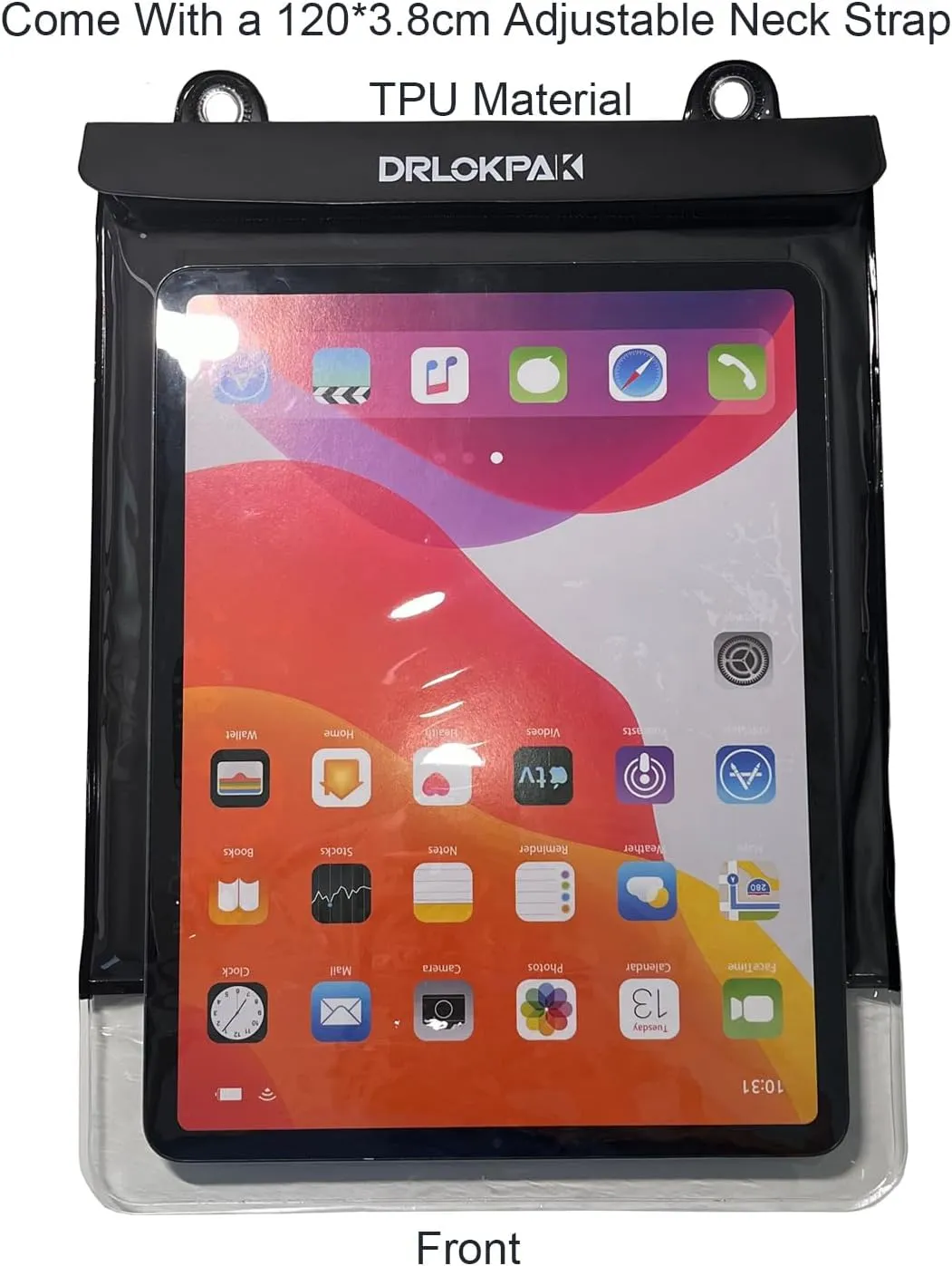DRLOKPAK Floating Waterproof Tablet case for Ipad pro12.9 inch Galaxy Tab S8 /S9  12.4" Surface Pro X/9/8/7/6 Tablet Dry Bag Pouch for Tablet and eReader up to 13"(Black)
