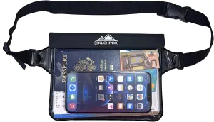 DRLOKPAK Waterproof Waist Bag & Pouch - Fanny Pack Bum Bag with Secret Holder Keeps Your Phone Kindle Wallet Watch & Valuables Dry - Perfect for Surf Canoe Swim Snorkel Dive Beach Pool(Black)
