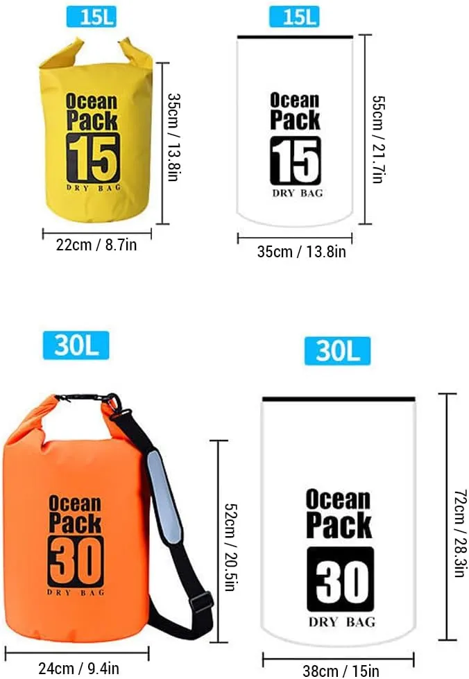 Dry Bag Backpack Waterproof Shoulder Bag Swimming Bag Camping Bag Stream Tracing Bag Drifting Barrel Floating Bag PVC High Waterproof High Frequency Seaming Outdoor Sports Bag for Men/Women