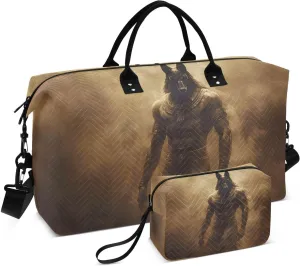 Duffel Bag for Traveling, Fantasy Myth Anubis Gym Bags with Multiple Interior Pockets for Women Men Toiletry Purse Included 20.5”x 1.9” x 13.8”