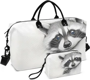 Duffel Bag for Traveling, Funny Raccoon Peeking Travel Bag Gym Bag, with Multiple Interior Pockets Shoulder Weekender Bag for Women Men with Toiletry Bag 20.5L x 1.9W x 13.8H