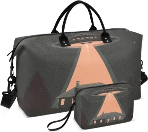 Duffel Bag for Traveling, House Alien Night Travel Bag Gym Bag, with Multiple Interior Pockets Shoulder Weekender Bag for Women Men with Toiletry Bag 20.5L x 1.9W x 13.8H