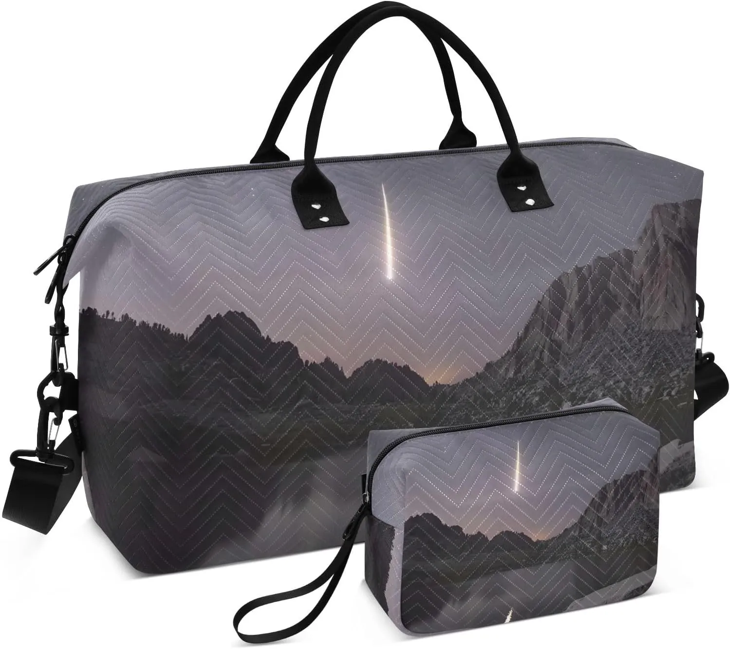 Duffel Bag for Traveling, Landscape Moutains Nebula Travel Bag Gym Bag, with Multiple Interior Pockets Shoulder Weekender Bag for Women Men with Toiletry Bag 20.5L x 1.9W x 13.8H