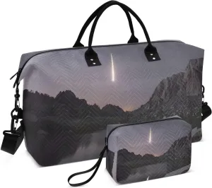 Duffel Bag for Traveling, Landscape Moutains Nebula Travel Bag Gym Bag, with Multiple Interior Pockets Shoulder Weekender Bag for Women Men with Toiletry Bag 20.5L x 1.9W x 13.8H