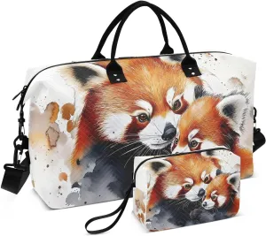 Duffel Bag for Traveling, Watercolor Raccoon Cute Travel Bag Gym Bag, with Multiple Interior Pockets Shoulder Weekender Bag for Women Men with Toiletry Bag 20.5L x 7.9W x 13.8H