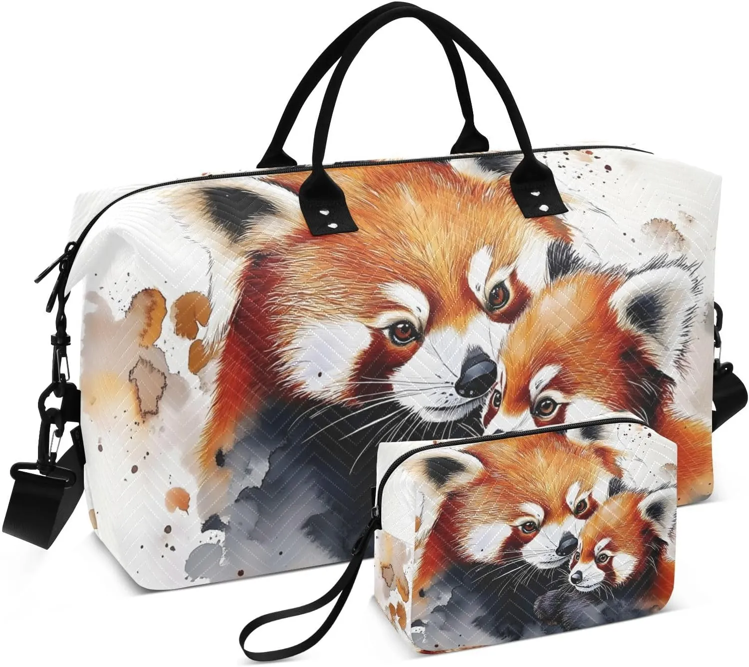 Duffel Bag for Traveling, Watercolor Raccoon Cute Travel Bag Gym Bag, with Multiple Interior Pockets Shoulder Weekender Bag for Women Men with Toiletry Bag 20.5L x 7.9W x 13.8H