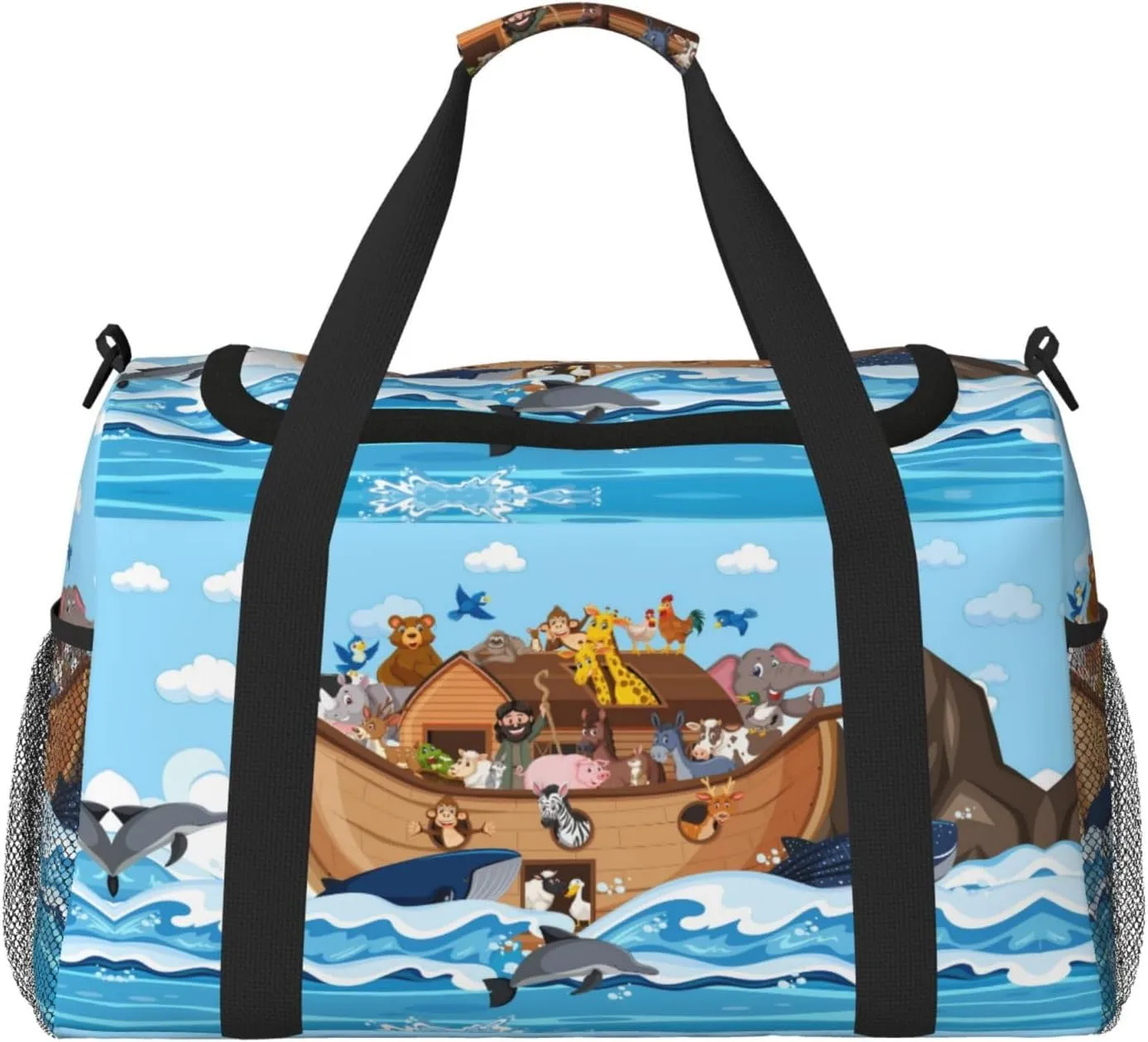 Duffle Bag for Travel, Animals on Noah's Ark Floating Weekender Overnight Duffel Bag, Carry On Bag Gym Bag for Women Men, Personal Item Travel Bag