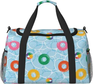 Duffle Bag for Travel, Swim rings floating Weekender Overnight Duffel Bag, Carry On Bag Gym Bag for Women Men, Personal Item Travel Bag