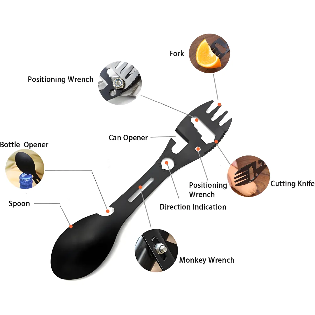 Durable Multi-Tool Spork Utensil for Camping & Survival