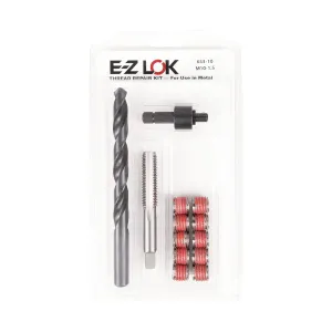 E-Z LOK Metal Thread Repair Kit Tool and Stainless Steel Threaded Inserts Standard Wall M10-1.5 x 9/16-12