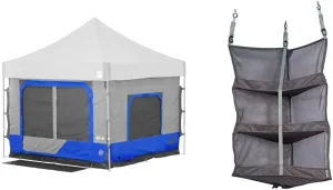 E-Z UP Camping Cube 6.4, Converts 10' Straight Leg Canopy into Camping Tent, Royal Blue & GSCBGY Gear Accessory Canopy Hanging Shelf, Black Mesh