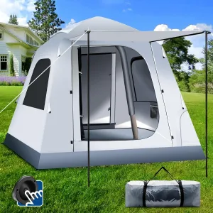 Easy Set up Quick Inflatable Camping Tent with Automatic Pump, 3-4 Person Camping Outdoor Air Blow Up Tents Rainfly & Windproof Portable with Carry Bag for Family
