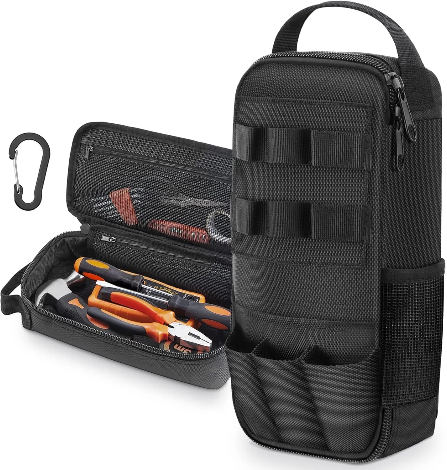 Eccliy Heavy Duty Small Tool Bag with Clip Tactical Pouch Portable Multi Functional Case Utility Tool Storage Organizer for Men Multimeters Motorcycle Electricians Travel Road Bike Outdoor Activities