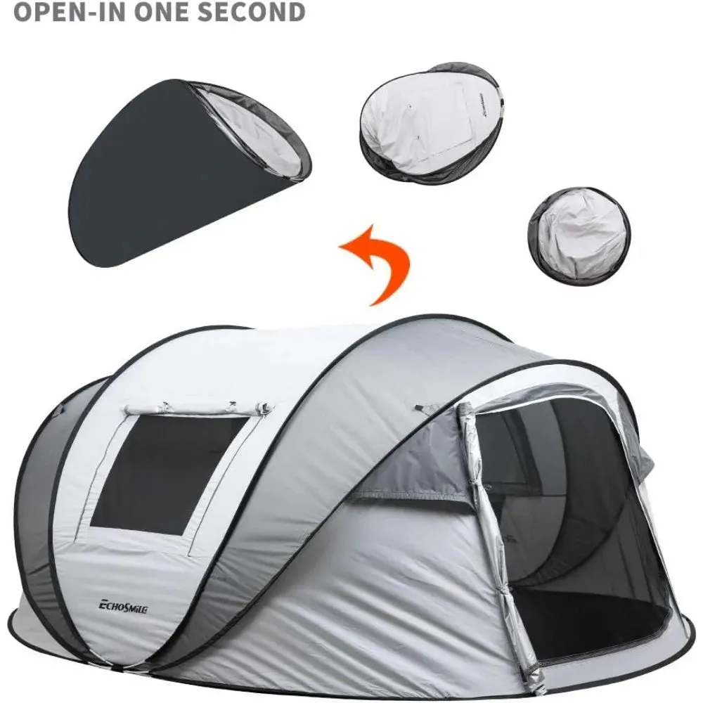 EchoSmile Camping Instant Tent, 5 Person Pop Up, Easy Setup, Weather Resistant