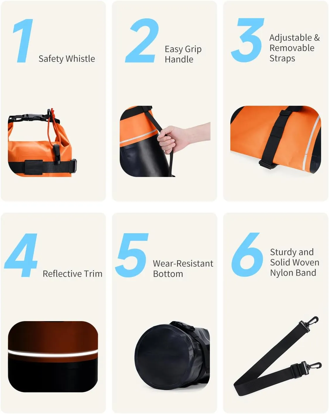 ECOHUB Waterproof Dry Bag for Women Men, 5L/10L/20L Roll Top Lightweight Dry Storage Bag Backpack for Travel Kayaking Hiking Floating with Waterproof Phone Case