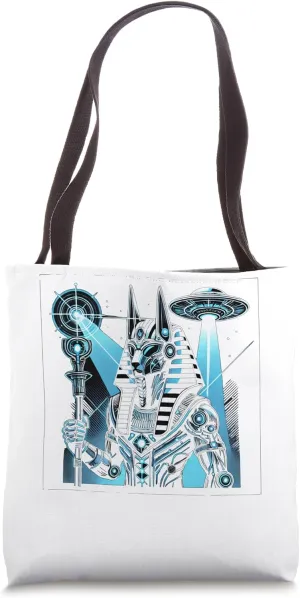 Egypt UFO Anubis Tech Warrior With Light Beam Tote Bag
