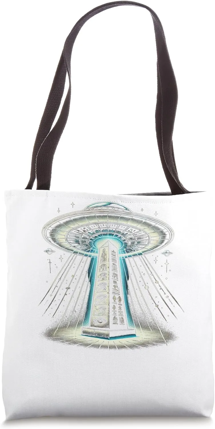 Egypt UFO Floating Obelisk Beam Graphic Tote Bag