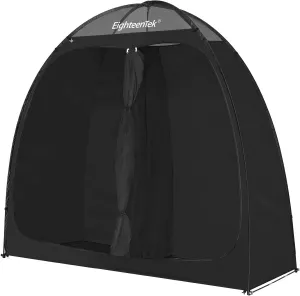 EighteenTek Camping Shower Tent Changing Room with Fixed Floor 2 Rooms and Doors Outdoor Pop Up Camping Toilet Portable Privacy Dressing Shelter with Carry Bag 83"x43"x80"