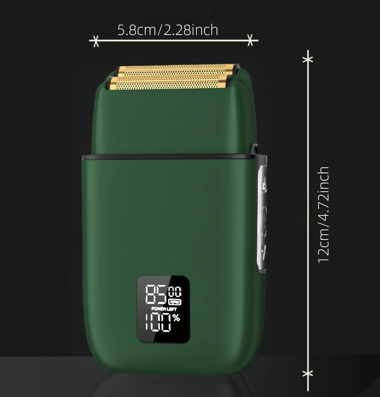 Electric Foil Shaver for Men, Portable Electric Razor with Double Floating Blade, 3 Speeds, USB Rechargeable, LED Display, Waterproof (Green)