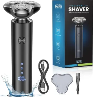 Electric Razor for Men,Men's Electric Shaver,3-Blade Rotary Shaving System,Waterproof Wet Dry Cordless Razor,Touch Switch,Type-C Fast Charging,Travel Lock,Digital Display,90  Minutes Run Time