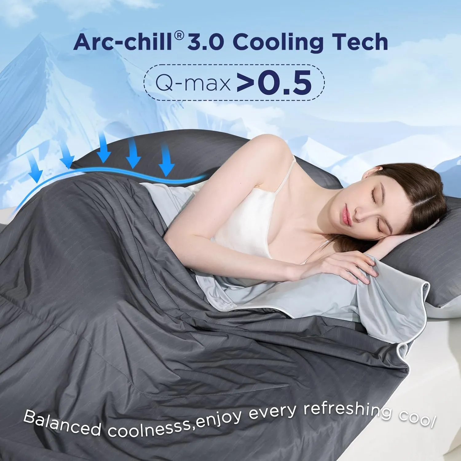 Elegear King Cooling Comforter for Hot Sleepers, Arc-Chill 3.0 Cool-to-Touch Fabric with Breathable Air Mesh Filling, Lightweight All-Season Temperature-Regulating Cooling Blanket Quilt, Grey