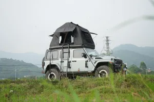 Elevated Camping Solution with Portable Inflatable Roof Top Tent, Quick Setup and Versatile Use for SUVs or Trucks, Black
