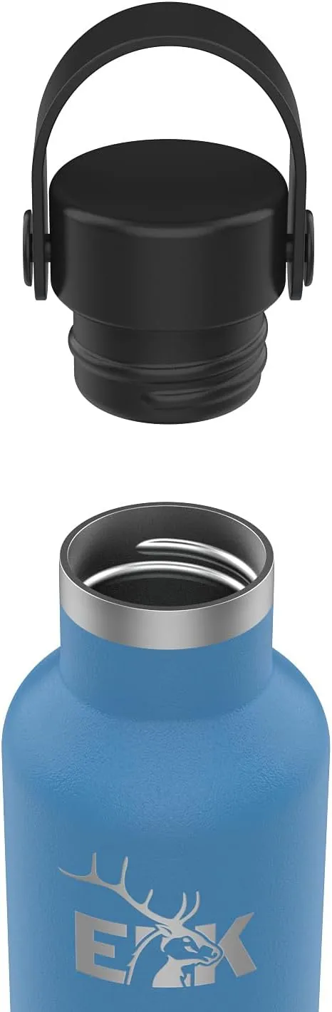 ELK Insulated Water Bottle with Standard Mouth Flex Lid - Double Wall Stainless Steel, Dishwasher Safe - Keep Drinks Cold or Hot for Hours - BPA-Free & Phthalate-Free Hydration (Pacific Blue, 24 Oz)