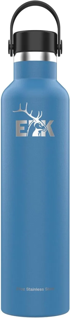 ELK Insulated Water Bottle with Standard Mouth Flex Lid - Double Wall Stainless Steel, Dishwasher Safe - Keep Drinks Cold or Hot for Hours - BPA-Free & Phthalate-Free Hydration (Pacific Blue, 24 Oz)