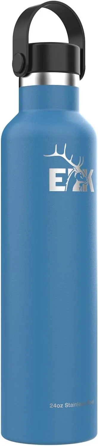 ELK Insulated Water Bottle with Standard Mouth Flex Lid - Double Wall Stainless Steel, Dishwasher Safe - Keep Drinks Cold or Hot for Hours - BPA-Free & Phthalate-Free Hydration (Pacific Blue, 24 Oz)