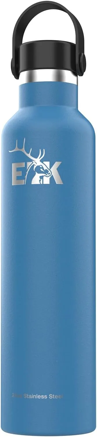 ELK Insulated Water Bottle with Standard Mouth Flex Lid - Double Wall Stainless Steel, Dishwasher Safe - Keep Drinks Cold or Hot for Hours - BPA-Free & Phthalate-Free Hydration (Pacific Blue, 24 Oz)