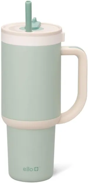 Ello Oasis Tumbler with Handle & Retracting Straw | Reusable Insulated Stainless Steel Cup 100% Leakproof, Gifts for Teens Women Men | Keeps cold for 24 Hours, 40oz 30oz Cup Holder Friendly