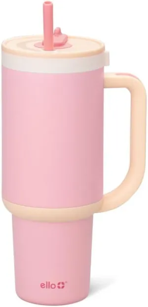 Ello Oasis Tumbler with Handle & Retracting Straw | Reusable Insulated Stainless Steel Cup 100% Leakproof, Gifts for Teens Women Men | Keeps cold for 24 Hours, 40oz 30oz Cup Holder Friendly
