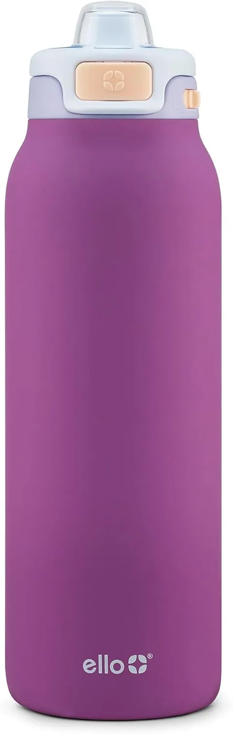 Ello Pop & Fill Stainless Steel Water Bottle with Quick Fill Technology, Double Walled Vacuum Insulated Metal, Leak Proof Locking Lid, Sip & Chug, BPA Free, Holiday Gift for Him Her, 22oz, 32oz, 40oz