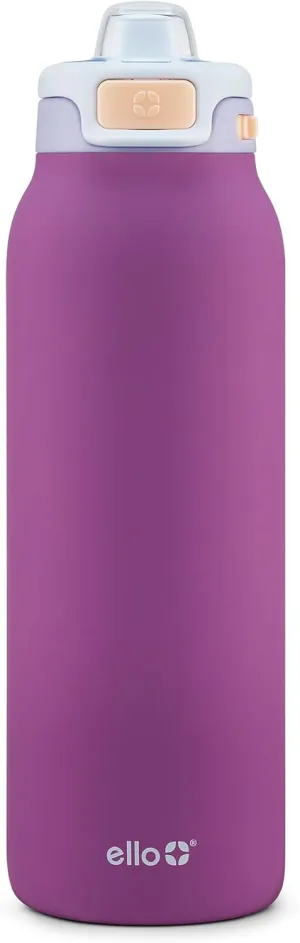 Ello Pop & Fill Stainless Steel Water Bottle with Quick Fill Technology, Double Walled Vacuum Insulated Metal, Leak Proof Locking Lid, Sip & Chug, BPA Free, Holiday Gift for Him Her, 22oz, 32oz, 40oz