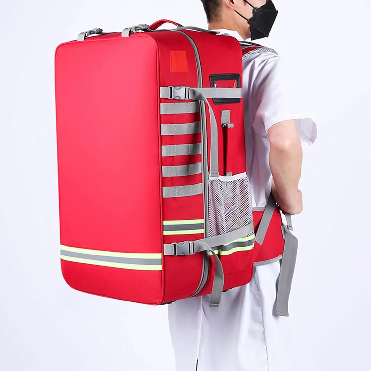 Emergency Bag First Aid Backpack Empty First Aid Bag Treatment First Responder Trauma Bags for Camping Cycling(Red,55x35x25cm)