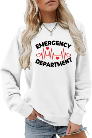 Emergency Department Sweatshirt Emergency Room Healthcare Nursing Sweater Women Funny Crewneck ER Nurse Shirt Gifts