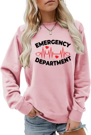 Emergency Department Sweatshirt Emergency Room Healthcare Nursing Sweater Women Funny Crewneck ER Nurse Shirt Gifts