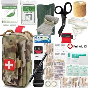 Emergency Survival First Aid Medical Kit, IFAK Molle Trauma Kit Military Tactical Admin Pouch EMT, Bug Out Bag Camping Gear Supplies Hiking Car
