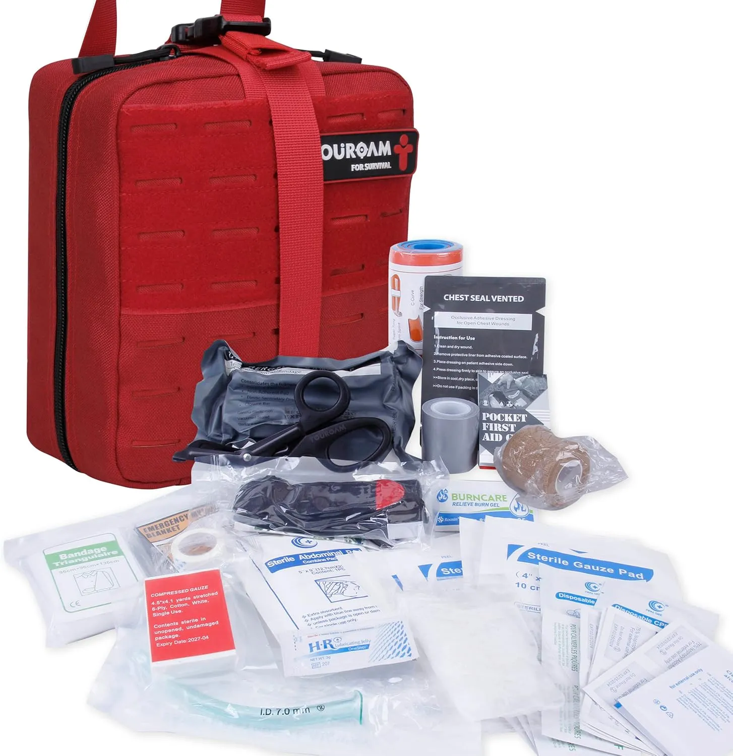 Emergency Trauma First Aid Kit, IFAK EMT Military Med Kit, Nylon Laser Cut Molle Pouch, Combat Tactical IFAK for First Response Bleeding Control