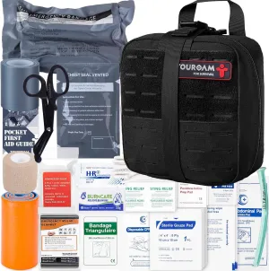 Emergency Trauma First Aid Kit, IFAK EMT Military Med Kit, Nylon Laser Cut Molle Pouch, Combat Tactical IFAK for First Response Bleeding Control