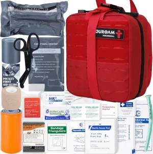 Emergency Trauma First Aid Kit, IFAK EMT Military Med Kit, Nylon Laser Cut Molle Pouch, Combat Tactical IFAK for First Response Bleeding Control