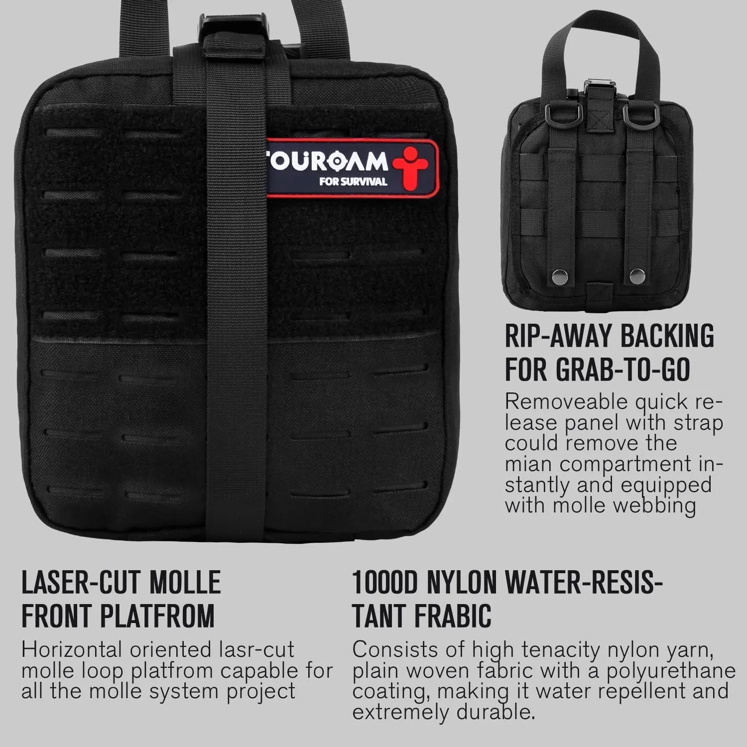Emergency Trauma First Aid Kit, IFAK EMT Military Med Kit, Nylon Laser Cut Molle Pouch, Combat Tactical IFAK for First Response Bleeding Control