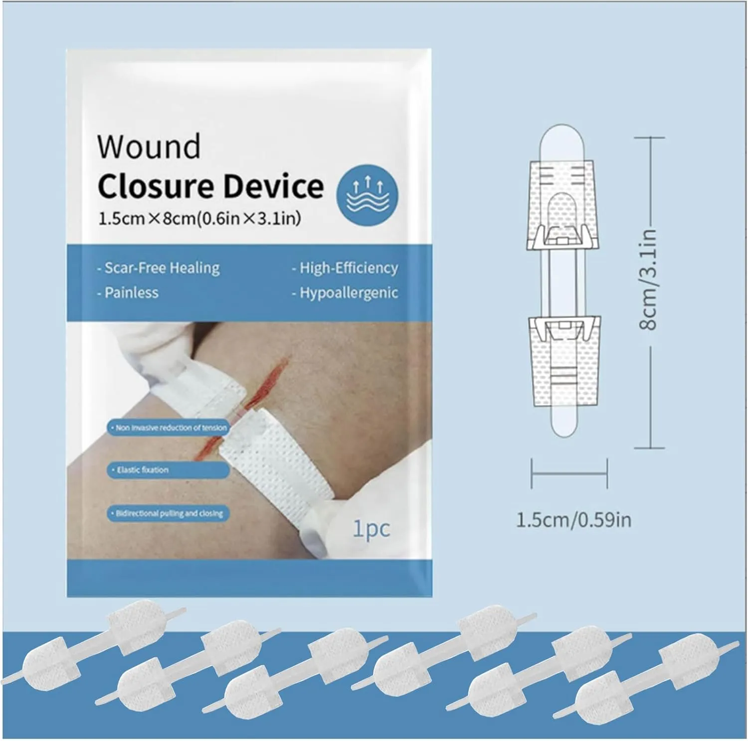 Emergency Wound Closure Strips,Sutures Butterfly Bandaids for Wound Closure, Zip Stitch Wound Closure Strips, Surgical Laceration Repair Without Stiches (1 Strips-6 PCS)